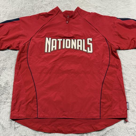 Washington Nationals Jacket Mens 2XL MLB Baseball Windbreaker 1/4 Zip Up Light - Picture 3 of 13